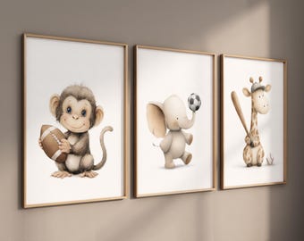 Baby Tiere Sport Kinderzimmer Print: Safari Theme