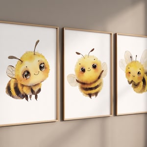 Bee print, bee nursery, Nursery decor neutral, yellow nursery, gender neutral, nursery wall art, nursery wall art prints, baby room wall art