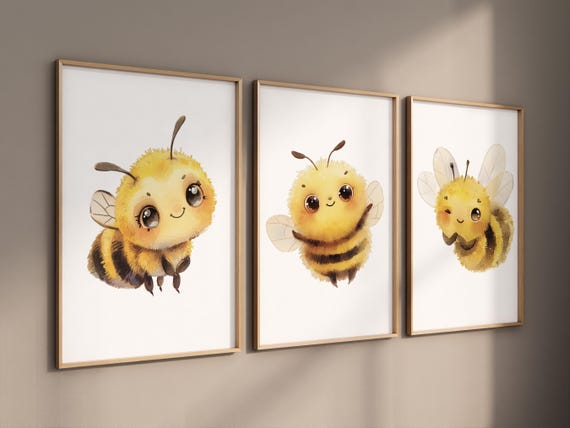 Bee print, bee nursery, Nursery decor neutral, yellow nursery, gender neutral, nursery wall art, nursery wall art prints, baby room wall art