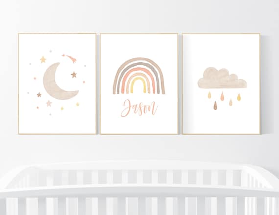 Rainbow nursery art, gender neutral, Rainbow Wall Art, nursery wall decor, nursery decor name, Rainbow print, neutral colors, nursery art