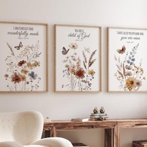 Wildflower Nursery Wall Art: Boho Floral Decor, Christian Verse