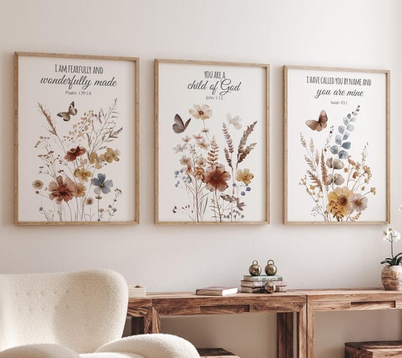 Boho Nursery wall art, Wildflower Nursery Decor, Floral Nursery, Girl Nursery Decor, vintage flower nursery, bible verse, Christian wall art