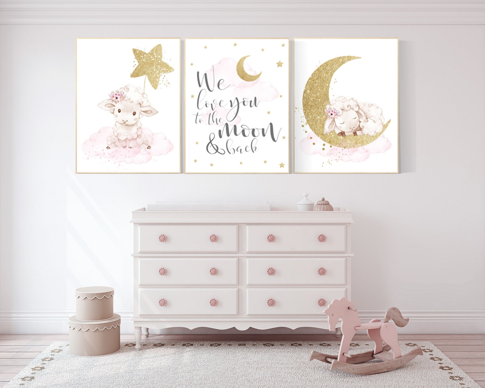 Pink Gold Nursery Decor Sheep Nursery Decor Nursery Decor - Etsy