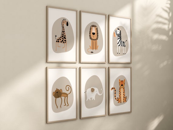 Safari Nursery Wall Prints, Boho Nursery Prints, jungle animals, neutral Nursery Art, animal Nursery Decor, animal prints, gender neutral