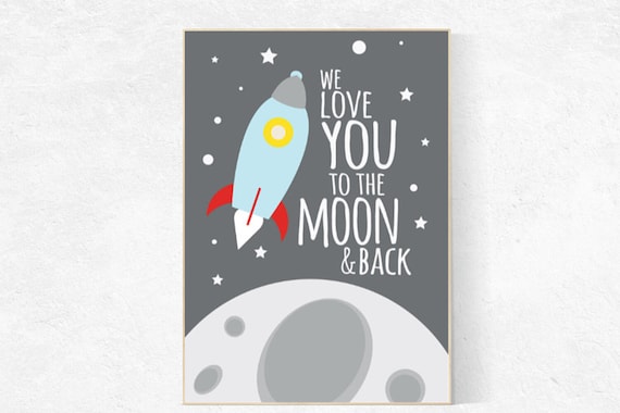 Space nursery decor, Love you to the moon and back, kids room decor, nursery prints, outer space nursery, space decor, space themed nursery