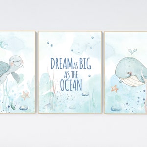 Under the sea wall art, Ocean nursery decor, Nautical nursery print set, under the sea nursery, gender neutral nursery, ocean nursery