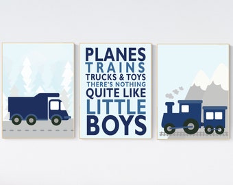 Lámina infantil de transporte naval: camión, avión y tren.