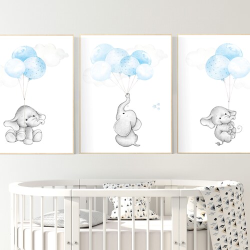 Baby Elephant Wall Art Nursery Decor Little Peanut. Gray | Etsy