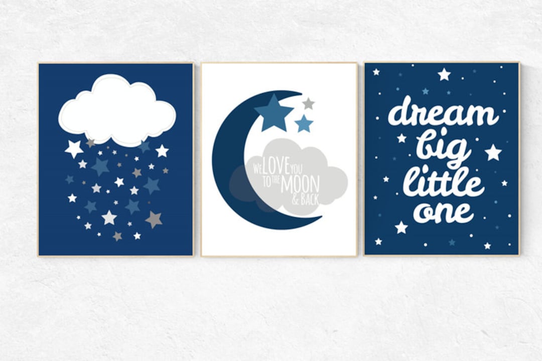 Nursery Decor Boy Navy, Navy Blue Nursery Wall Art, Navy Blue Nursery