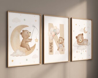 Bären Kinderzimmer Print: Neutrale Farben, Teddybär Dekor