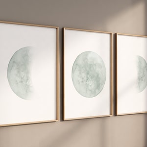 Mond Kinderzimmer Deko, Mond Druck, Salbei Kinderzimmer, Vollmond Druck, gender neutral, Mond Kinderzimmer, Salbei grün, Mond Wandkunst, Kinderzimmer Bilder
