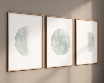 Sage Green Moon Print: Gender Neutral Nursery Wall Art