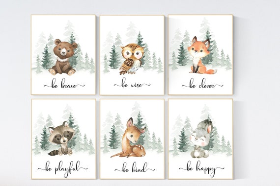 Woodland animals, nursery wall art animals, animal nursery decor, woodland nursery prints, woodland prints for nursery, tree nursery print