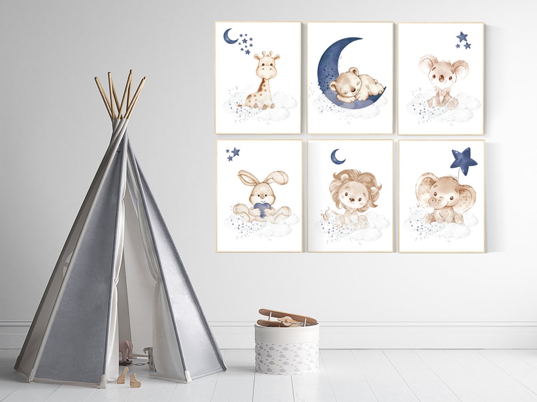 Animal Nursery Prints: Navy Blue Baby Room Decor - Etsy