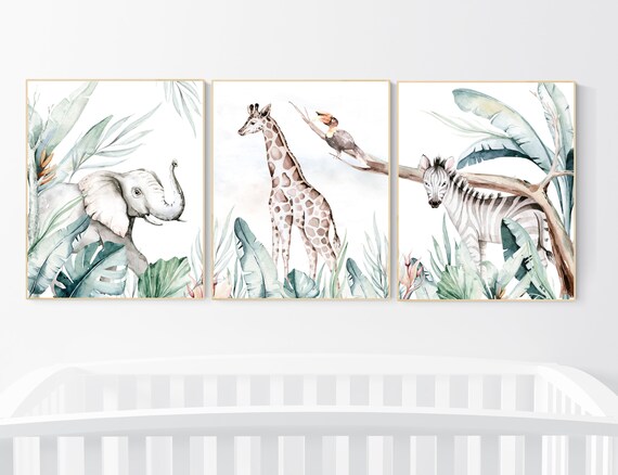 Nursery decor animals, animal prints, jungle animals, gender neutral, nursery wall decor, Woodland Nursery Wall Art, animal nursery art