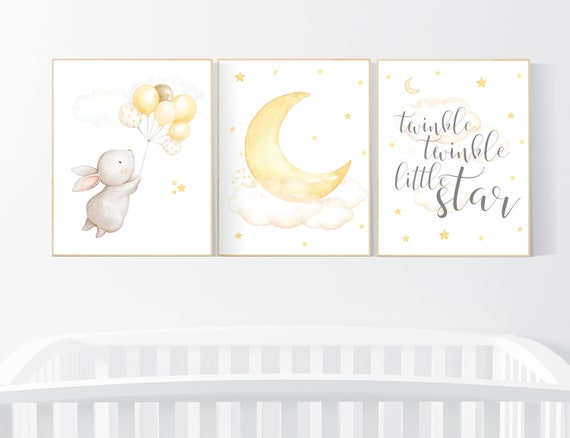 Yellow Gray Nursery Wall Art Set includes Personalized Name and Wooden Wall Hooks Grey Yellow Baby Girl Nursery Decor 
