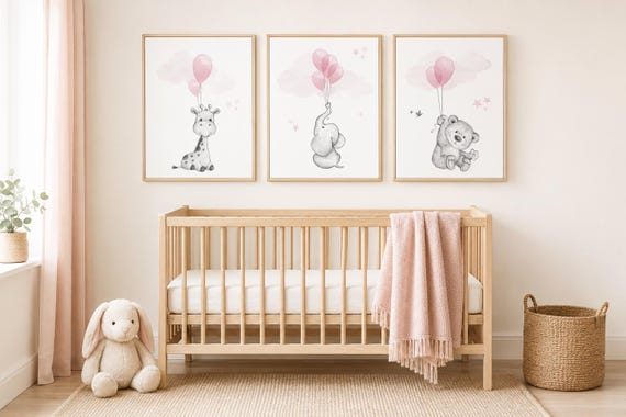 Pink Animal Prints: Girl Nursery Decor, balloon nursery