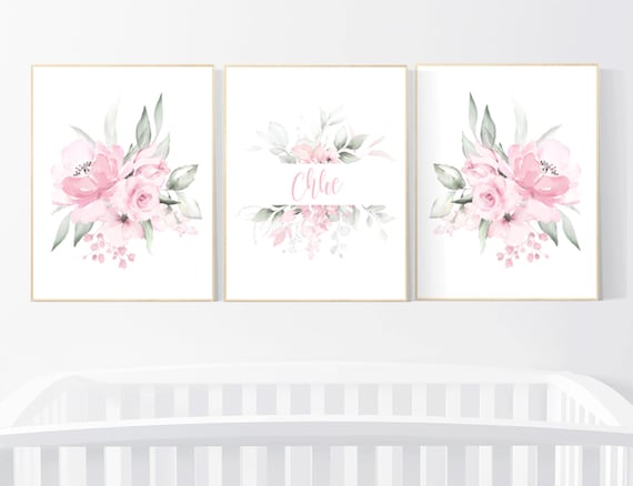 Nursery decor girl pink, nursery decor flower, nursery decor girl floral, flower nursery, girl nursery wall art, pink nursery, boho nursery