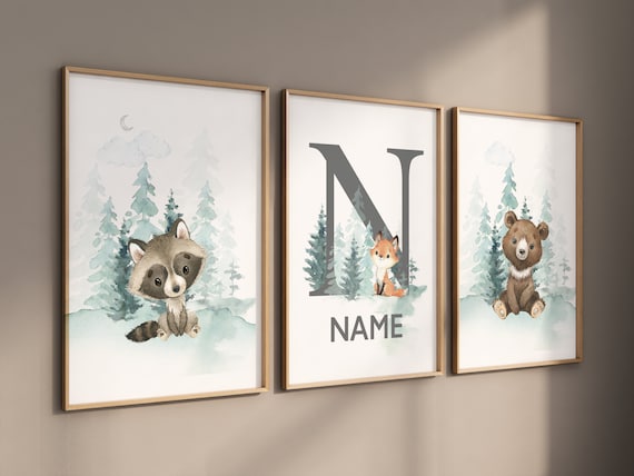 Nursery decor woodland, Woodland Nursery Wall Art, Woodland Print Set, animal prints, Woodland Animal Prints, gender neutral nursery