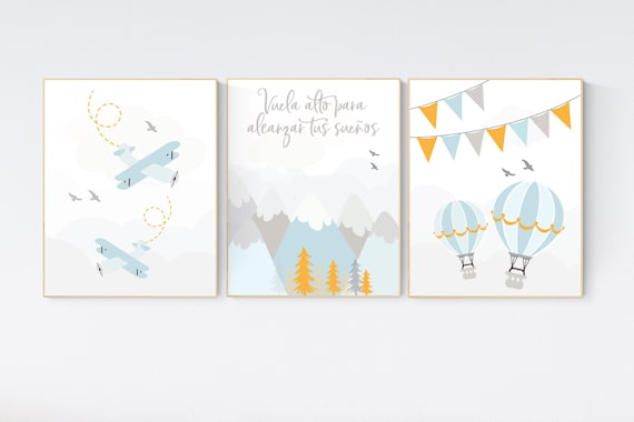 Nursery decor boy adventure, adventure nursery, travel theme nursery, hot air balloon nursery, plane nursery, boys room decor