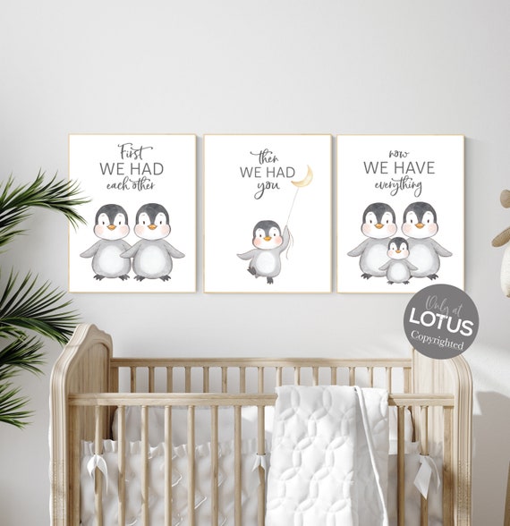 Penguin nursery, first we had each other sign, baby room wall art, nursery wall art penguin, nursery wall art, penguins nursery