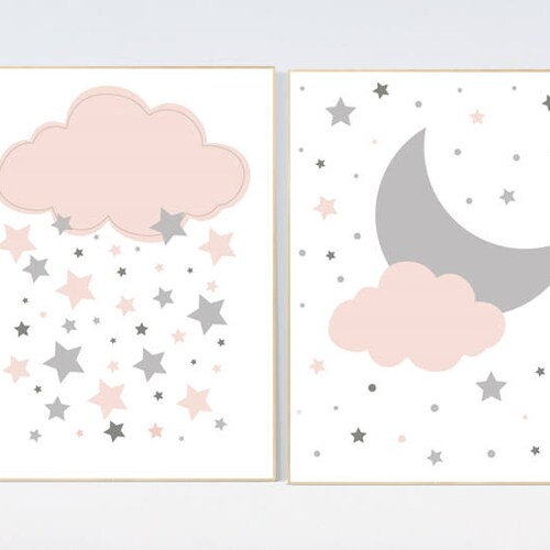 Cloud Nursery Decor Baby Girl Nursery Decor Pink Nursery Etsy