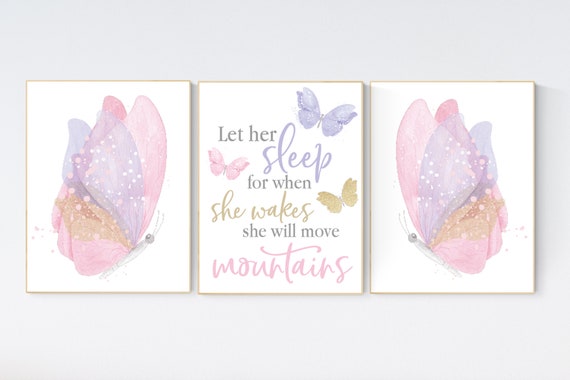 Butterfly nursery decor, pastel nursery decor, girl room decor, girl nursery, butterfly prints, pink nursery, purple nursery, gold nursery