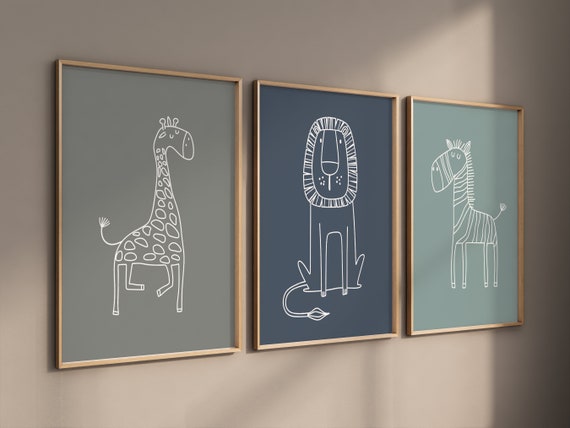 Safari Nursery Wall Prints, Boho Nursery Prints, jungle animals, Sage Green Nursery Art, animal Nursery Decor, animal prints