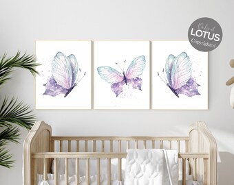 Schmetterling Kinderzimmer Kunstdruck: Lila, Minze & Lavendel Dekor