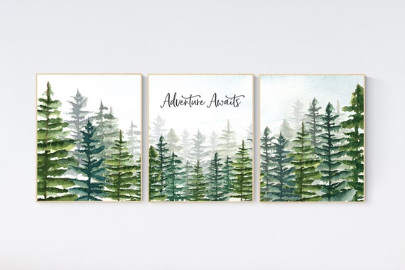Nursery decor boy mountain, woodland nursery, adventure theme nursery, woodland, gender neutral, forest nursery, mountains, forest, tree