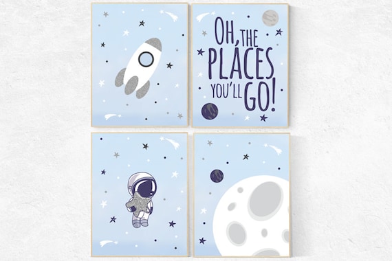 Space nursery wall art, nursery decor boy, Nursery wall art space, oh the places you'll go, space poster, astronaut print kids, space theme