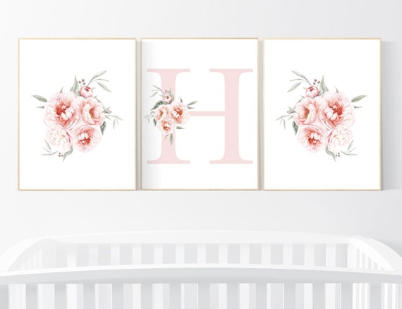 Nursery decor girl floral, nursery decor girl name, nursery decor girl flowers, blush pink, nursery decor girl boho, floral nursery prints