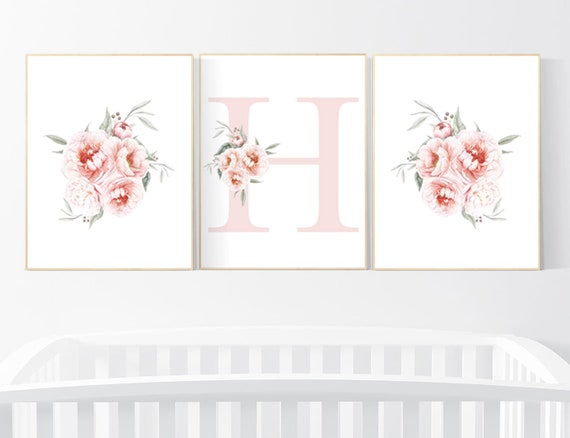 Nursery decor girl floral, nursery decor girl name, nursery decor girl flowers, blush pink, nursery decor girl boho, floral nursery prints