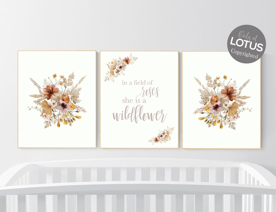 Boho Nursery, Wildflower Nursery Decor, Floral Nursery, Girl Nursery ...