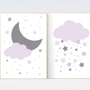 Nursery decor girl purple, Lilac nursery decor, lavender gray, baby girl nursery, lilac gray nursery, cloud nursery, Purple Grey Nursery
