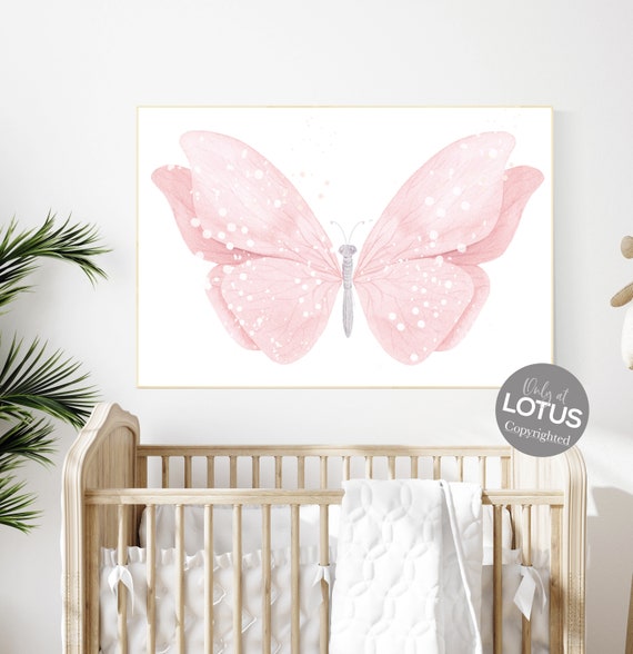 Nursery decor girl, butterfly print, Blush pink, name nursery, Butterfly Nursery Art, girls room, blush nursery, girl nursery wall art