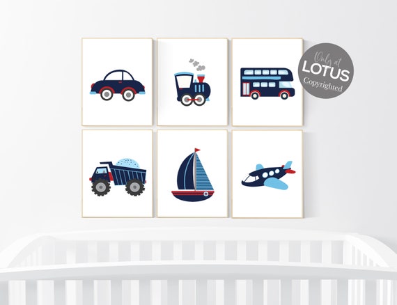 Nursery decor boy, truck nursery decor, Transportation nursery, nursery prints boy, baby room decor boys room decor vehicles plane train