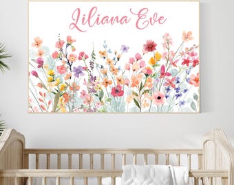 Personalized Wildflower Name Print: Baby Girl Nursery Decor
