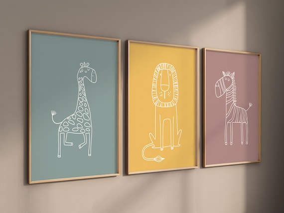 Safari Nursery Wall Prints, Boho Nursery Prints, jungle animals, Sage Green Nursery Art, animal Nursery Decor, animal prints