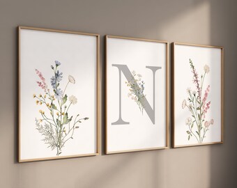 Boho Nursery wall art, Wildflower Nursery Decor, Floral Nursery, Girl Nursery Decor, vintage flower nursery, Botanical Print, home decor