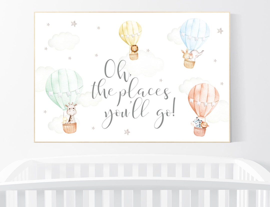 Hot Air Balloon Nursery Print: Safari Animals, Gender Neutral - Etsy