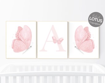 Butterfly Nursery Art Print: Blush Pink Girl Room Decor