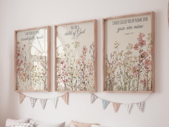 Wildflower Nursery Print: Boho Floral Decor, Bible Verse Art