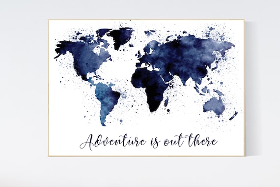 Nursery decor travel, Navy blue world map, world map nursery decor, nursery world map, nursery decor boy map, navy nursery, world map