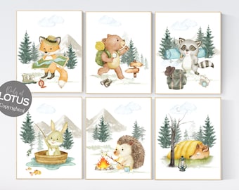 Camping Animal Prints: Watercolor Adventure Nursery Decor