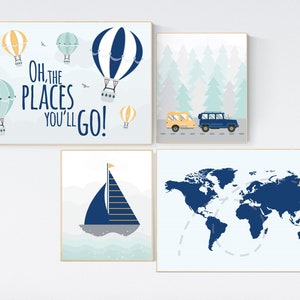 Nursery Prints: Stars And Sky - Travel Nursery - Oh The Places You'll Go -  Hot Air Balloon-up And A on Luulla