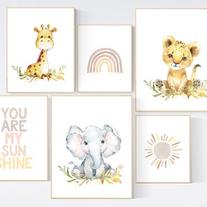 Nursery decor neutral, woodland animals, nursery prints, gender neutral, you are my sunshine, rainbow nursery, nursery wall art animals