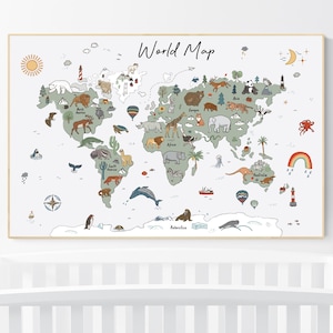 Karte mit Tieren, Waldtier Karte Poster, Karte mit Tieren, Karte fürs Kinderzimmer, Karte mit Waldtieren, Karte fürs Kinderzimmer, Karte mit Waldtieren