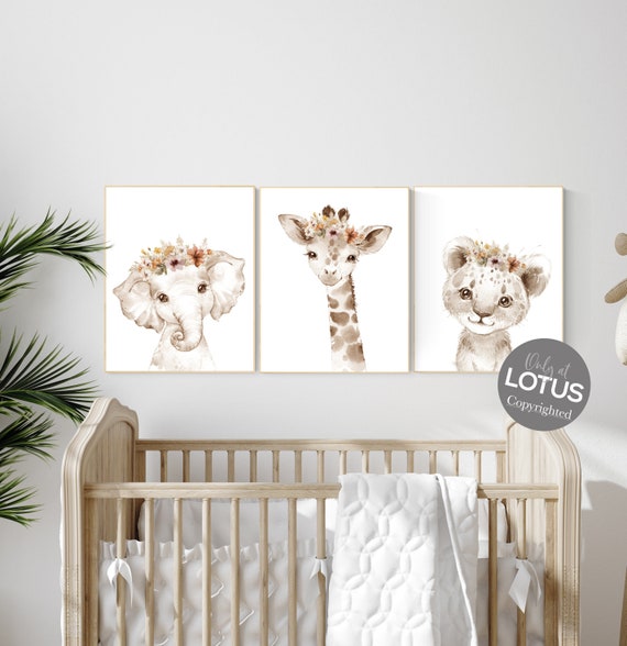 Boho Nursery, Wildflower Nursery Decor, woodland nursery, Floral Nursery, elephant nursery, animal prints, vintage flower, Botanical Print
