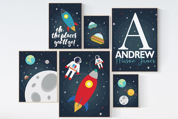 Space nursery print, nursery decor space, Space nursery, nursery decor boy, oh the places you'll go, outer space nursery, playroom decor